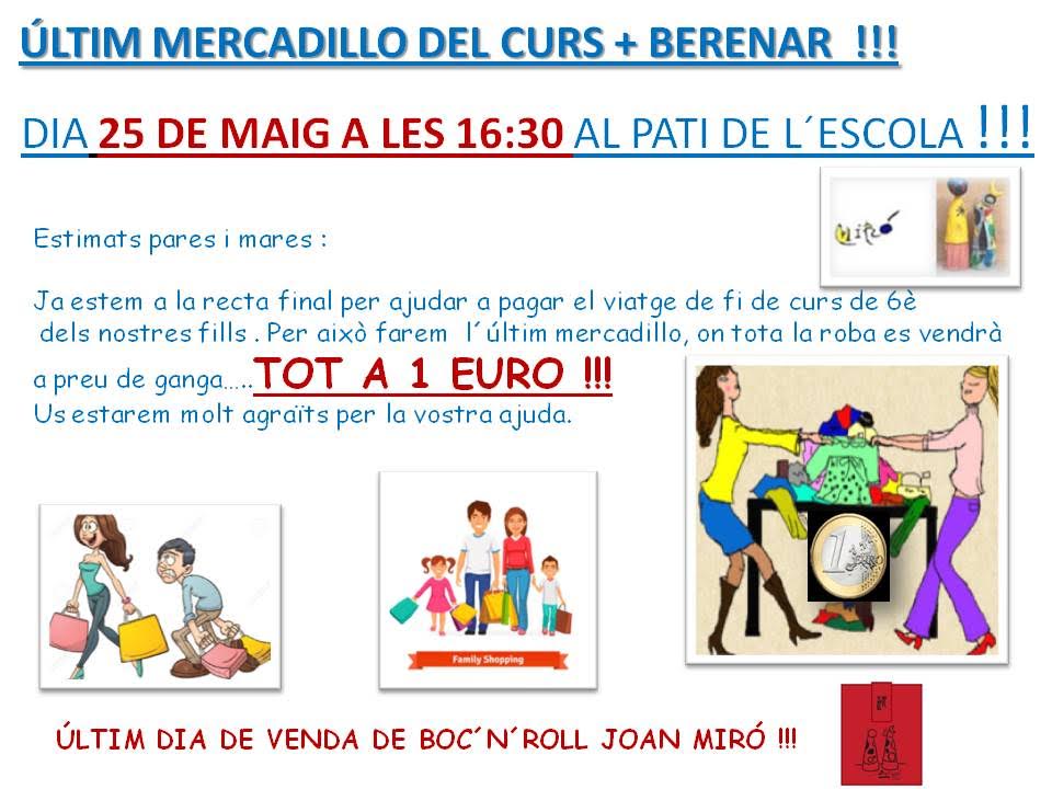Últim mercadillo del curs + berenar!